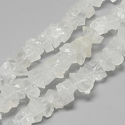 Quartz Crystal Natural Quartz Crystal Beads Strands, Rock Crystal Beads, Nuggets, 7~15x9.5~13x9.5~13mm, Hole: 1mm, about 43~45pcs/strand, 15.7 inch