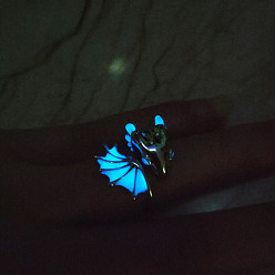 Синий Светящееся в темноте эмалированное кольцо-манжета с изображением дракона, ювелирные изделия из платинового сплава, синие, внутренний диаметр: 18 мм