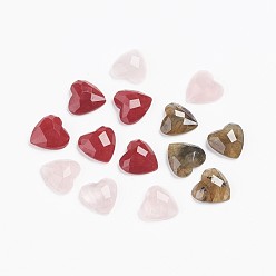 Mixed Stone Mixed Gemstone Cabochons, Heart, Faceted, 10x10x3.5mm