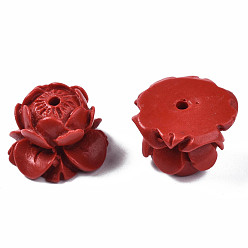 Brique Rouge Perles de lotus de cinabre, fleur, firebrick, 12x18x18mm, Trou: 2mm