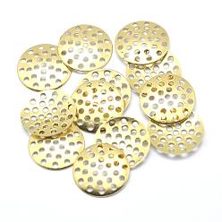 Raw(Unplated) Brass Finger Ring/Brooch Sieve Findings, Perforated Disc Settings, Lead Free & Cadmium Free & Nickel Free, Flat Round, Raw(Unplated), 14x2mm, Hole: 1mm