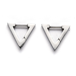 Stainless Steel Color 304 Stainless Steel Triangle Huggie Hoop Earrings, Stainless Steel Color, 13x14.5x3mm, Pin: 1mm