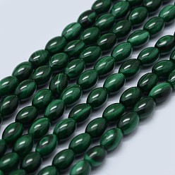 Malachite Natural Malachite Beads Strands, Oval, 6x4mm, Hole: 0.8mm, about 64pcs/strand, 15.7 inch(40cm)