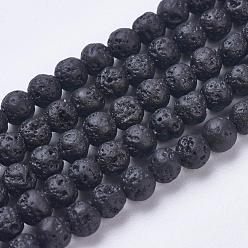 Lave Brins de perles de pierre de lave naturelle, teint, ronde, 8~8.5mm, Trou: 1mm, Environ 47 pcs/chapelet, 15.1 pouce (38.5 cm)