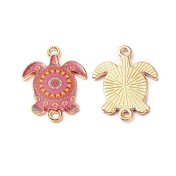 Light Coral Printed Alloy Connector Charms, Sea Turtle Links, Cadmium Free & Nickel Free & Lead Free, Golden, Light Coral, 23.3~23.4x17.8~18x1.6mm, Hole: 1.7~1.8mm