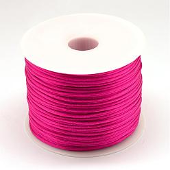 Medium Violet Red Nylon Thread, Rattail Satin Cord, Medium Violet Red, 1.0mm, about 76.55 yards(70m)/roll