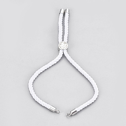 Blanc Fabrication de bracelet de cordon de coton, avec les accessoires en laiton, plat et circulaire avec arbre de vie, blanc, 8-5/8 pouce (22 cm), Trou: 2mm