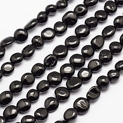 Tourmaline Tourmaline noire naturelle rangées de perles, pierre tombée, nuggets, 3~14x3~14mm, Trou: 1mm, environ 15.35 pouce
