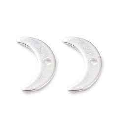 Silver 304 Stainless Steel Charms, Moon, Silver, 7x11x1mm, Hole: 1mm