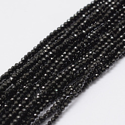 Spinel Natural Black Spinel Beads Strands, Round, Faceted, 2mm, Hole: 0.5mm, about 197pcs/strand, 15.7 inch(40cm)