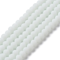 White Glass Beads Strands, Faceted, Frosted, Rondelle, White, 3.5mm, Hole: 1mm, about 123~127pcs/strand, 13.7~14.1 inch(35~36cm)