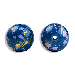 Bleu Moyen  Pulvériser billes de résine peints, ronde, bleu moyen, 20x19mm, Trou: 2~2.4mm