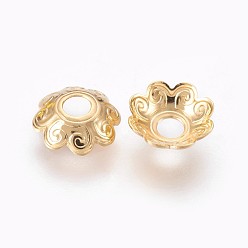 Real 18K Gold Plated 304 Stainless Steel Bead Caps, Multi-Petal, Flower, Real 18k Gold Plated, 7x2mm, Hole: 2mm