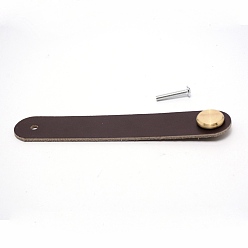 Coconut Brown Leather Handle, Jewelry Box Accessories, with Aluminum Screws, Coconut Brown, 140x25x11mm, Hole: 6mm