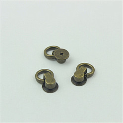Brushed Antique Bronze Zinc Alloy Side Clip Buckles Nail Rivet Connector Clasp, with O Ring, for Bag Hanger, Brushed Antique Bronze, 19x12x5.5mm