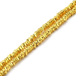 Golden Plated Electroplated Non-magnetic Synthetic Hematite Beads Strands, Faceted, Square, Golden Plated, 2x2x0.4mm, Hole: 0.8mm, about 420pcs/strand, 16.54 inch(42cm)