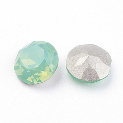 Pacific Opal Pointed Back & Back Plated K9 Glass Rhinestone Cabochons, Grade A, Faceted, Flat Round, Pacific Opal, 10x5mm