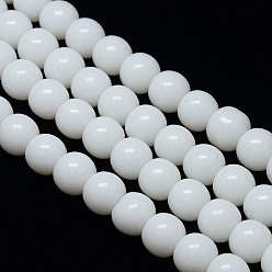 Blanco Opacas sólidas cristalinas de color cuentas redondas de cristal hebras, blanco, 10 mm, agujero: 1 mm, sobre 23 unidades / cadena, 15.3 pulgada