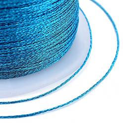 Озёрно--синий Полиэфирная плетеная металлическая нить, для изготовления и вышивки плетеных браслетов своими руками, Плут синий, 0.4 мм, 6 -ply, около 54.68 ярдов (50 м) / рулон