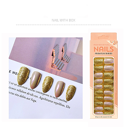 Colorful Plastic Full Cover Press on False Nail Tips, Nail Art Detachable Manicure, solid Nails & Glitter Nails, Teardrop, Colorful, 19~25x11.5~20mm, 24pcs/box
