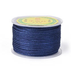 Bleu Marine Cordon milan polyester pour la fabrication artisanale de bijoux bricolage, bleu marine, 3mm, environ 27.34 yards (25m)/rouleau