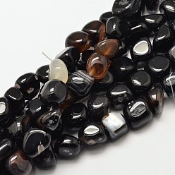 Black Agate Dyed Natural Black Agate Nuggets Beads Strands, Tumbled Stone, 9~13x9~13x9~13mm, Hole: 1mm, about 35~40pcs/strand, 15.7 inch