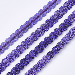 Dark Violet Ornament Accessories Plastic Paillette Bead Strands, with Glitter Powder, Sequins Trim, Flat Round, Dark Violet, 6x0.3mm, Hole: 1.2mm, about 100yards/roll