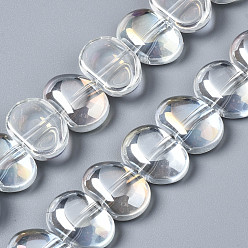Clear AB Electroplate Glass Beads Strands, AB Color, Oval, Clear AB, 16x11x5.5mm, Hole: 1mm, about 50pcs/strand, 21.65 inch(55cm)