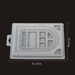 Серый Дизайнерские доски из полиэтилена и бусин, доска для дизайна ожерелья, с градуированными измерениями, поднос для изготовления ювелирных изделий из бисера своими руками, прямоугольные, серые, 21.5x15.5x1.3 см