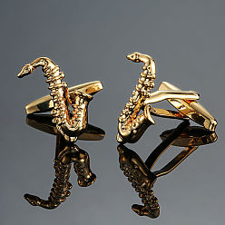 Golden Brass Musical Instruments Cufflinks, for Apparel Accessories, Golden, 10mm