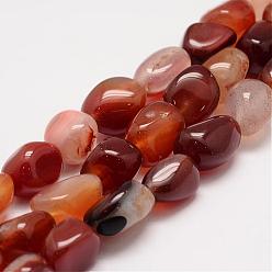 Carnelian Natural Carnelian Bead Strands, Tumbled Stone, Nuggets, Dyed, 13~22x10~16x8~14mm, Hole: 2mm, about 22~26pcs/strand, 15.75 inch