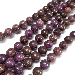 Lepidolite Natural Lepidolite/Purple Mica Stone Round Bead Strands, 10mm, Hole: 1mm, about 40pcs/strand, 15.74 inch