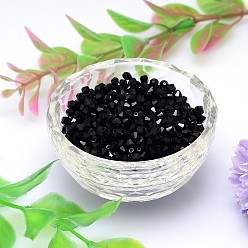Black Faceted Imitation Austrian Crystal Bead Strands, Grade AAA, Bicone, Black, 4x4mm, Hole: 0.7~0.9mm, about 1440pcs/bag