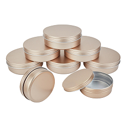 Light Gold PandaHall Elite Round Aluminium Tin Cans, Aluminium Jar, Storage Containers for Cosmetic, Candles, Candies, with Screw Top Lid, Light Gold, 11.9x4cm, 400ml, 6pcs/box