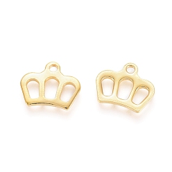 Golden 304 Stainless Steel Charms, Crown, Golden, 8.5x10x0.8mm, Hole: 1.2mm