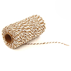Verge D'or 100m macramé 2-fil tressé en coton, avec bobine, ronde, verge d'or, 2mm, environ 109.36 yards (100m)/rouleau