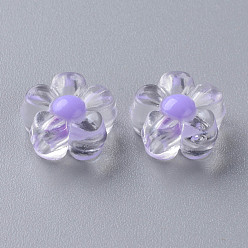 Lilac Transparent Acrylic Beads, Bead in Bead, Flower, Lilac, 12x12.5x6mm, Hole: 2.5mm, about 893pcs/500g