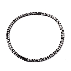 Gunmetal Ion Plating(IP) 304 Stainless Steel Curb Chains Necklace for Men Women, Gunmetal, 22.32 inch(56.7cm)