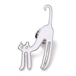 White Cat Enamel Pin, Cartoon Animal Alloy Badge for Backpack Clothes, Platinum, White, 43.5x23x1.5mm
