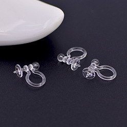 Clear Plastic Clip-on Earring Findings, Clear, 10.5x11x5mm, pin: 0.7mm