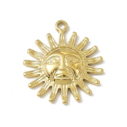 Golden 304 Stainless Steel Pendants, Sun with Human Face Charm, Golden, 23x19.5x3.5mm, Hole: 1.6mm