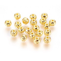 Golden Tibetan Style Alloy Beads, Round, Lead Free & Cadmium Free, Golden, 5.5x4.5mm, Hole: 1mm