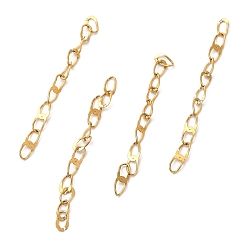 Oro Revestimiento iónico (ip) 304 cadenas de extremo de acero inoxidable, extensores de cadena, soldada, dorado, 35x2.5 mm