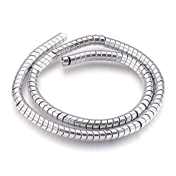 Platinum Plated Electroplate Non-magnetic Synthetic Hematite Bead Strands, Polished, Wave Column, Platinum Plated, 6x4mm, Hole: 1mm, about 126~133pcs/strand, 15.3 inch~15.7 inch(39~40cm)