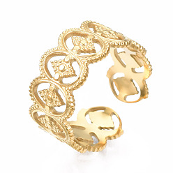 Oro 304 brazalete abierto ovalado de acero inoxidable con rombos, anillo hueco grueso para mujer, dorado, tamaño de EE. UU. 6 3/4 (17.1 mm)