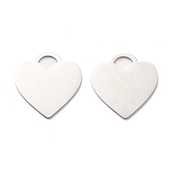 Stainless Steel Color 304 Stainless Steel Pendants, Heart, Stainless Steel Color, 26x25x1mm, Hole: 5x7mm