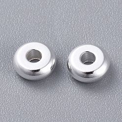Argent 201 Acier inoxydable perles d'espacement, plat rond, argenterie, 5x2mm, Trou: 1.6mm