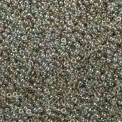 (RR1881) Transparent Silver Gray Gold Luster MIYUKI Round Rocailles Beads, Japanese Seed Beads, (RR1881) Transparent Silver Gray Gold Luster, 8/0, 3mm, Hole: 1mm, about 422~455pcs/bottle, 10g/bottle