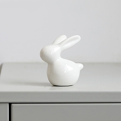 Белый Керамические фигурки кроликов на пасхальную тематику, для украшения рабочего стола домашнего офиса, белые, 65x73 мм