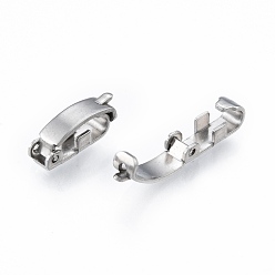 Stainless Steel Color 304 Stainless Steel Fold Over Clasps, Stainless Steel Color, 11.5x3.5x4.5mm